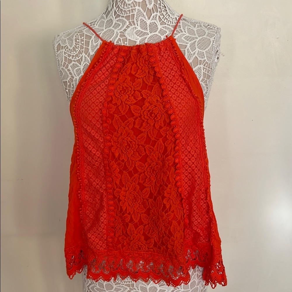 Hint of Mint Vibrant Orange Top